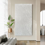 Oversized White 3D Abstract Art Textured Wall Art Plaster Wall Art Minimalist Art Knife Painting