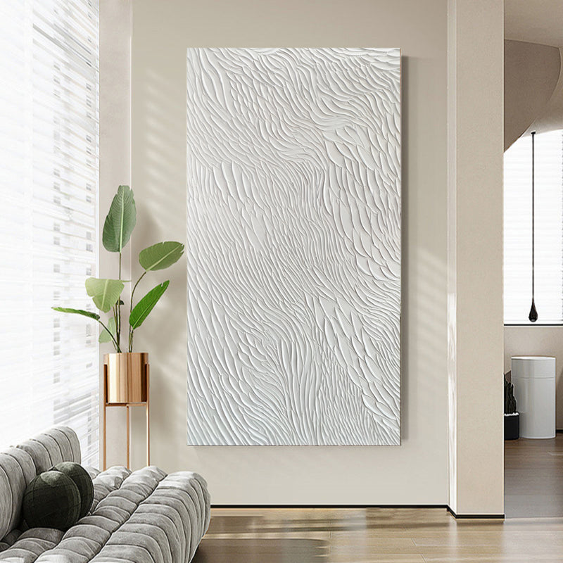 Oversized White 3D Abstract Art Textured Wall Art Plaster Wall Art Minimalist Art Knife Painting