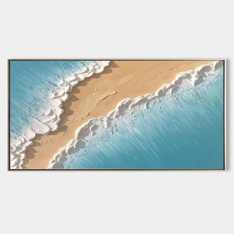 Blue Sea 3D Textured Acrylic Painting Horizontal Living Room Wall Painting Large Landscape Art