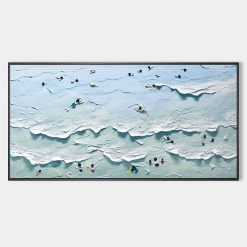 Large Blue Sea 3D Painting Sea Swimming 3D Landscape Canvas Painting Blue Sea 3D Texture Wall Art
