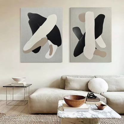 Beige 3D Abstract Art on Canvas Wabi-Sabi Wall Art Textured Wall Art Minimalist Painting Set of 2