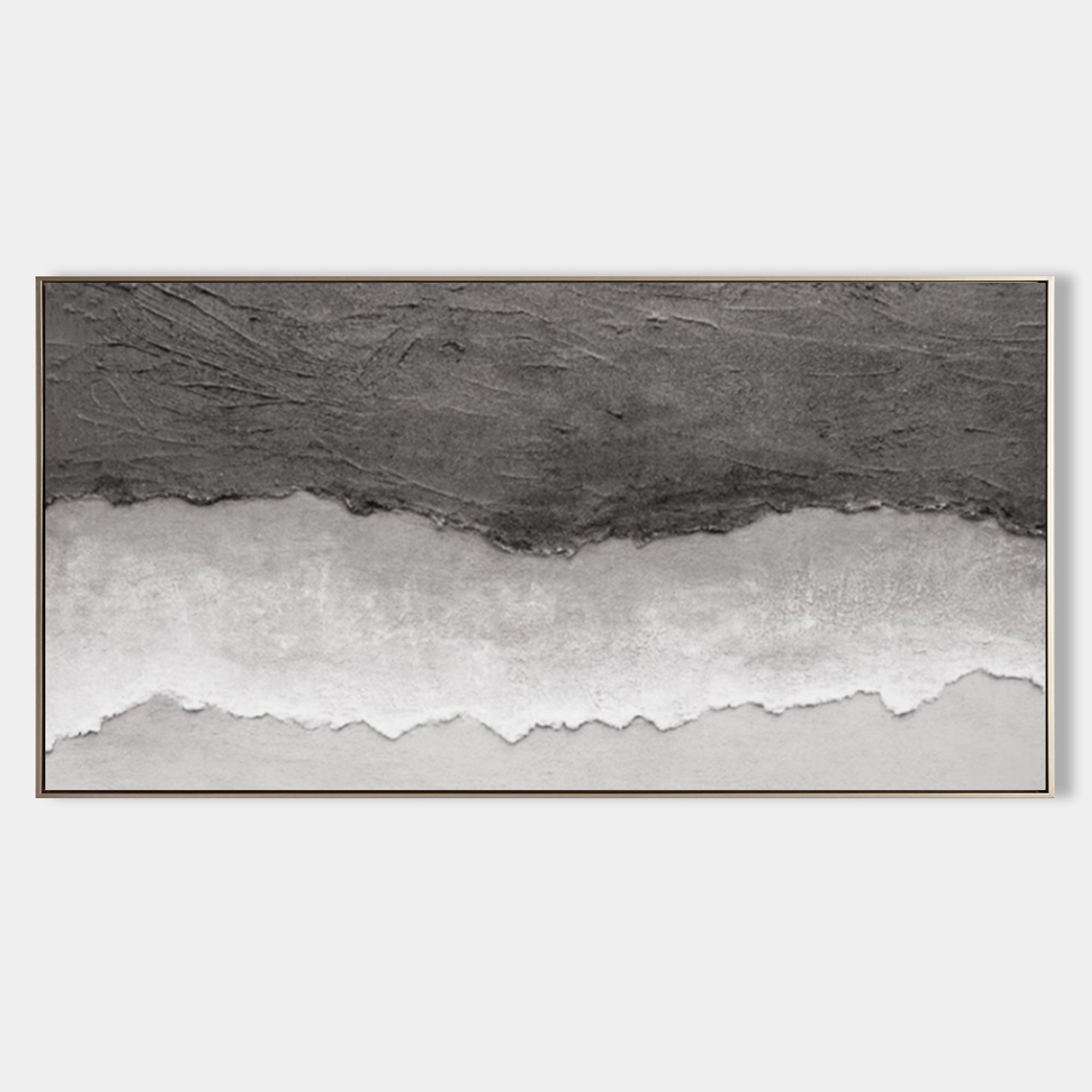 Oversized Horizontal Gray 3D Abstract Canvas Art WabiSabi Wall Art Textured Wall decoration Painting