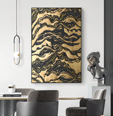 Gold and black Abstract Oil Painting Gold 3D Textured Acrylic Canvas Art Large luxury home decoration painting