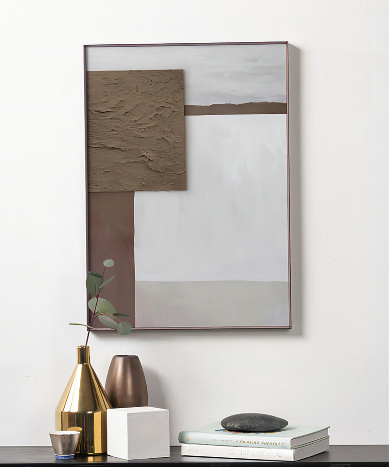 Brown Minimalist Abstract Painting Brown Abstract Oil Painting 3D Textured Canvas Art Wabi-Sabi Wall Art