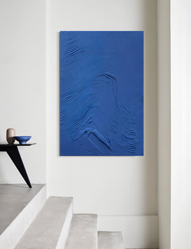 Blue Abstract Acrylic Painting Klein Blue Minimalist Canvas Art Blue Wall Art Large Blue Abstract Living Room Decor