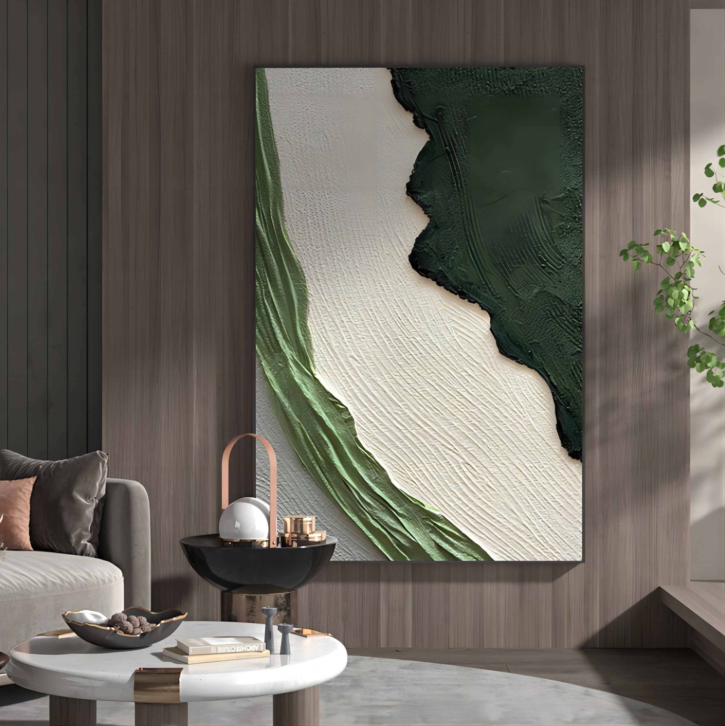 Green Plaster Abstract Art 3D Green Minimalist Abstract Canvas Art Green Textured Acrylic Painting