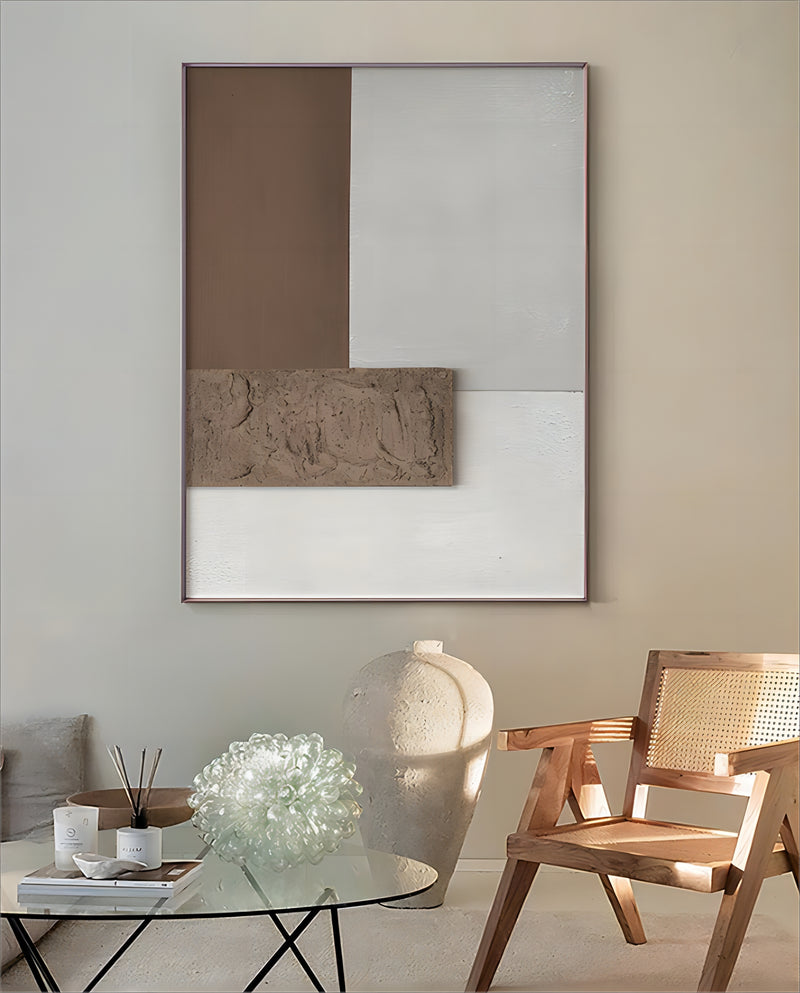 Brown Abstract Oil Painting 3D Textured Painting on Canvas Minimalist Abstract Wall Art Wabi-Sabi Abstract Painting