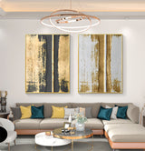 Gold 3D Abstract Painting Set of 2 Gold Texture Wall Art Minimalist Canvas Painting Luxury Home Hanging Painting
