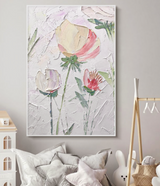 White Flower 3D Textured Acrylic Painting White Flower Plaster Art Contemporary Flower Wall Art