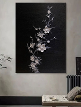 White 3D Flower Oil Painting Flower Textured Acrylic Wall Art Flower Plaster Art Minimalist Flower Painting