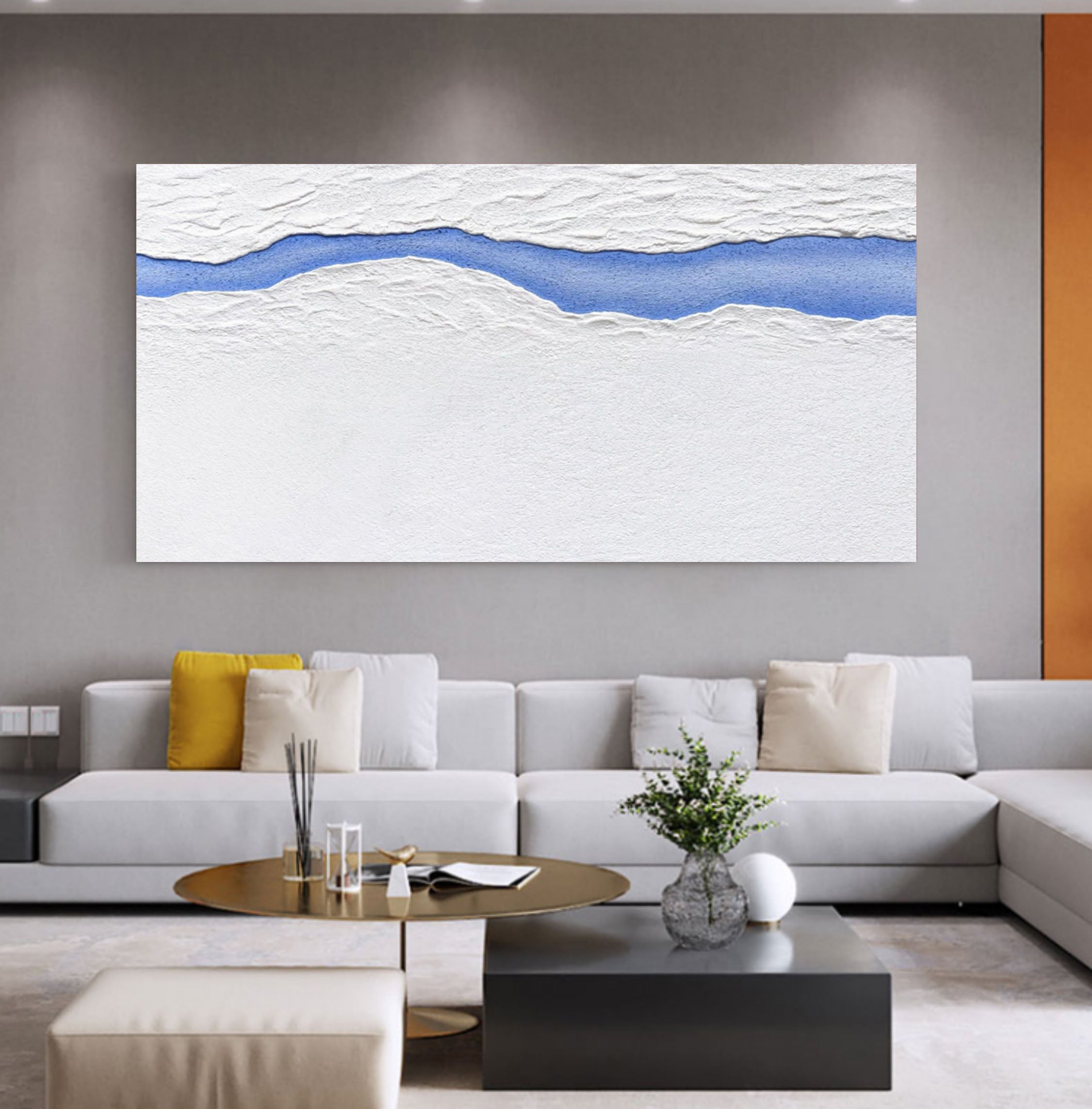 Oversized White 3D Abstract Art Plaster Wall Art Textured Wall Art Living Room Wall Painting On Sale