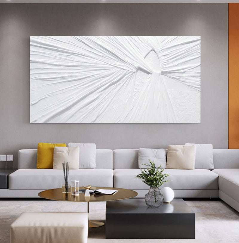 Oversized White 3D Abstract Art Plaster Wall Art Textured Wall Art Living Room Wall Painting On Sale
