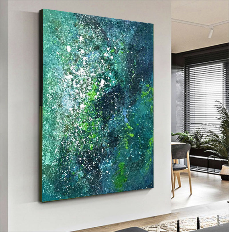 Green 3D textured Abstract Acrylic Painting Green Minimalist Canvas Art Green Wall Art Home Decor