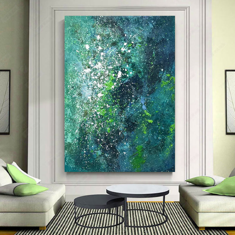 Green 3D textured Abstract Acrylic Painting Green Minimalist Canvas Art Green Wall Art Home Decor