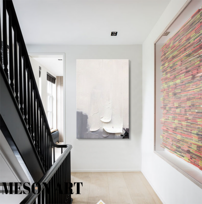 White 3D Minimalist abstract Art White 3D Abstract Art White 3D Textured Painting White Plaster Art