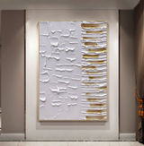 Large White 3D Minimalist Abstract Painting White 3D Textured Wall Art White Plaster Abstract Art
