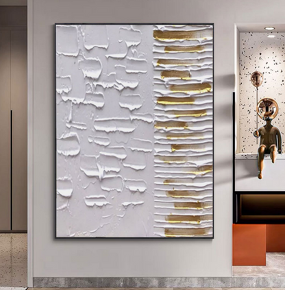 Large White 3D Minimalist Abstract Painting White 3D Textured Wall Art White Plaster Abstract Art