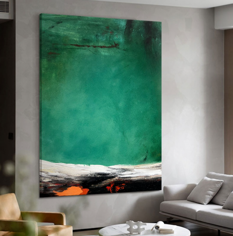 Green 3D Minimalist Abstract Painting Green 3D Textured Canvas Art Wabi-Sabi Wall Art Green Painting