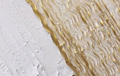 White and Gold 3D Minimalist Abstract Art Large 3D Textured Canvas Painting 3D Plaster Abstract Art