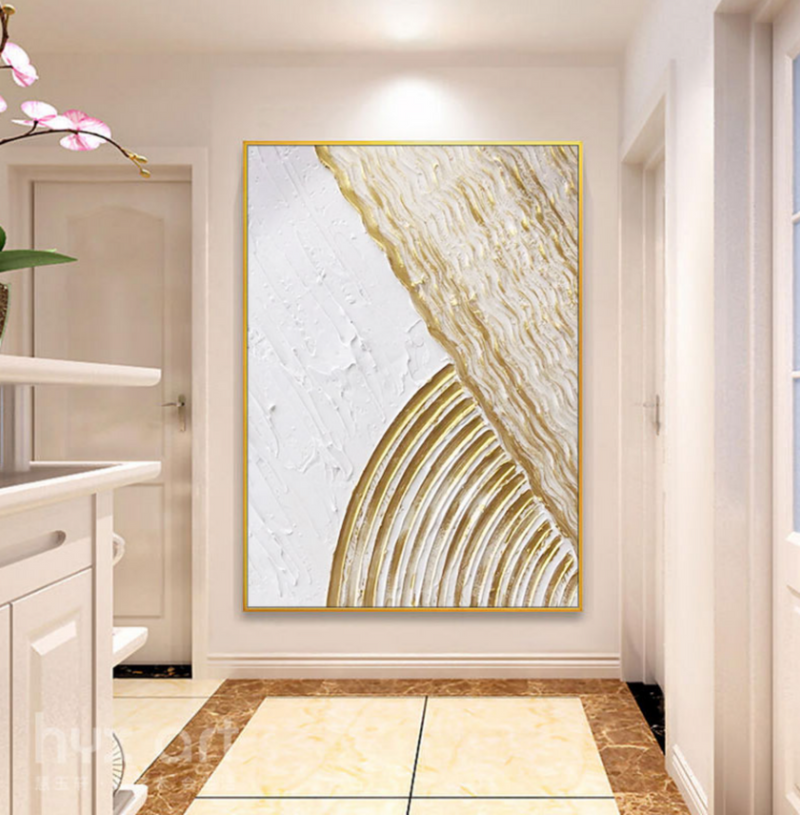 White and outlet gold abstract art
