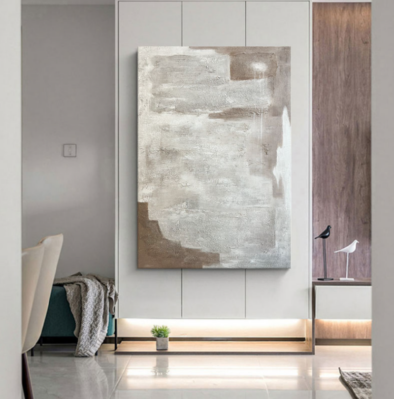 Large Gray Minimalist Abstract Canvas Painting Gray Textured Acrylic Art Gray Living Room Decor Art