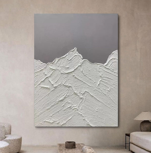 White Plaster Art White 3D Textured Abstract Painting White Minimalist Living Room Wall Decor Painting