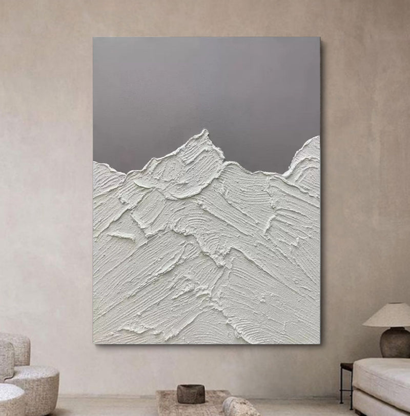 White Plaster Art White 3D Textured Abstract Painting White Minimalist Living Room Wall Decor Painting