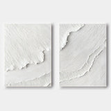 Large White 3D Abstract Painting Plaster Wall Art 3D Textured Wall Painting Minimalist Art Set of 2