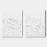 Large White 3D Abstract Art Textured Wall Art Plaster Wall Art Minimalist Canvas Painting Set of 2