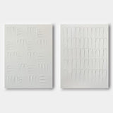 White 3D minimalist abstract painting set of 2 White plaster abstract art on canvas set of 2 textured wall art