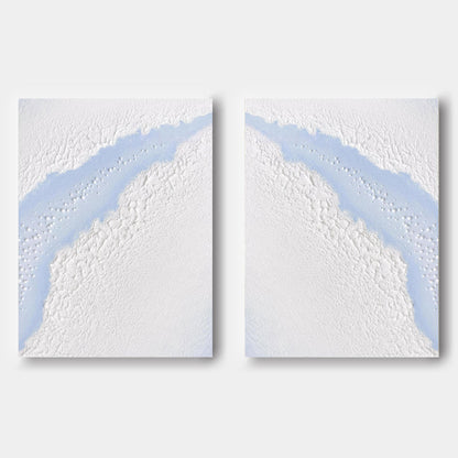 Large White 3D Abstract Art Textured Wall Art Plaster Wall Art Minimalist Canvas Painting Set of 2