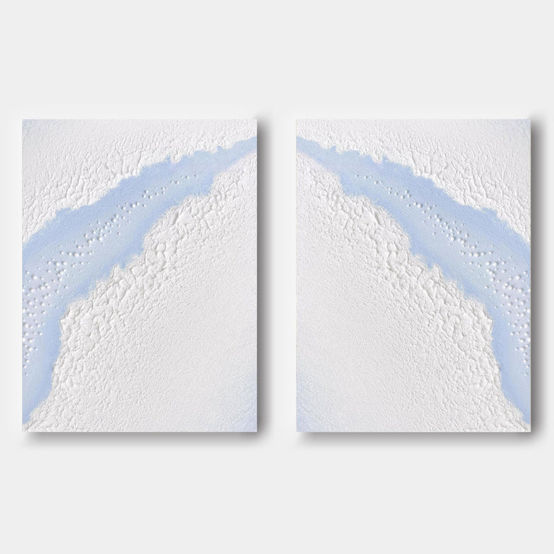 Large White 3D Abstract Art Textured Wall Art Plaster Wall Art Minimalist Canvas Painting Set of 2