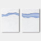 Large White 3D Abstract Art Textured Wall Art Plaster Wall Art Minimalist Canvas Painting Set of 2