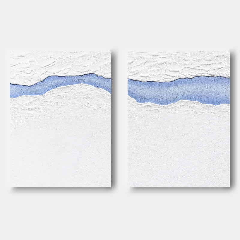 Large White 3D Abstract Art Textured Wall Art Plaster Wall Art Minimalist Canvas Painting Set of 2