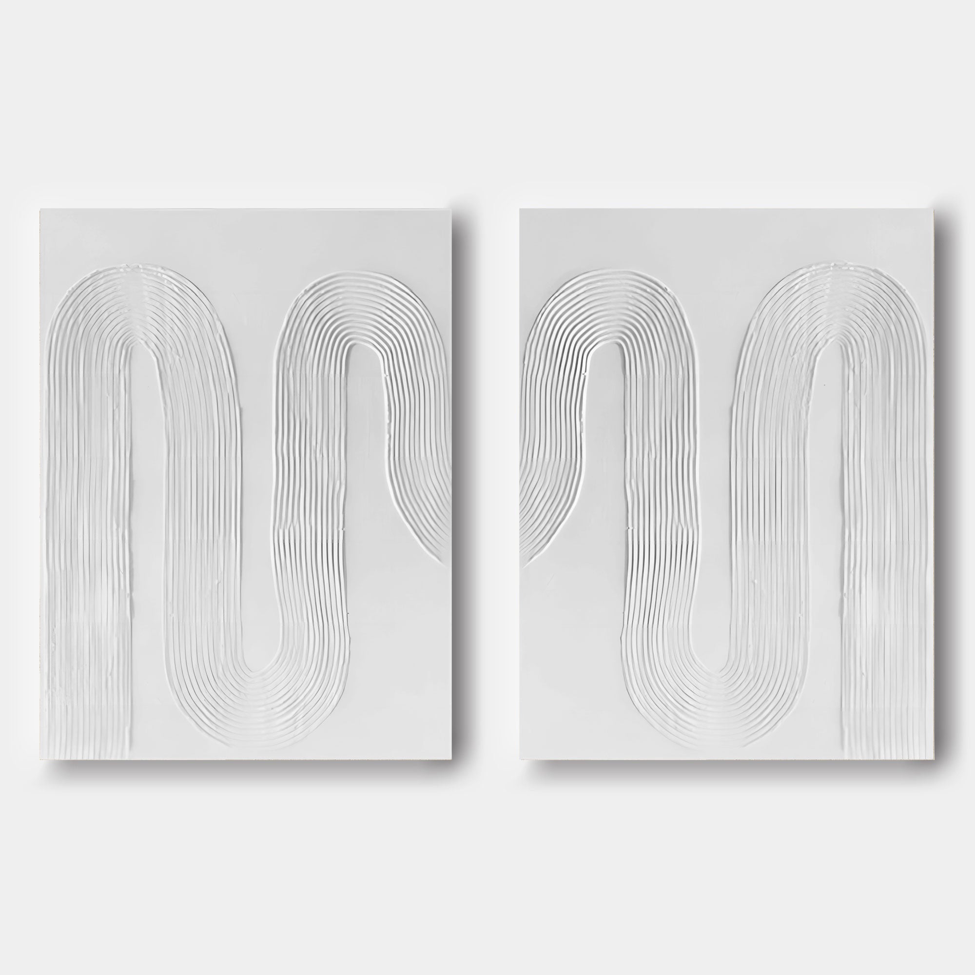 Large White 3D Abstract Art Textured Wall Art Plaster Wall Art Minimalist Canvas Painting Set of 2