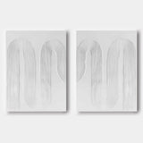 Large White 3D Abstract Art Textured Wall Art Plaster Wall Art Minimalist Canvas Painting Set of 2