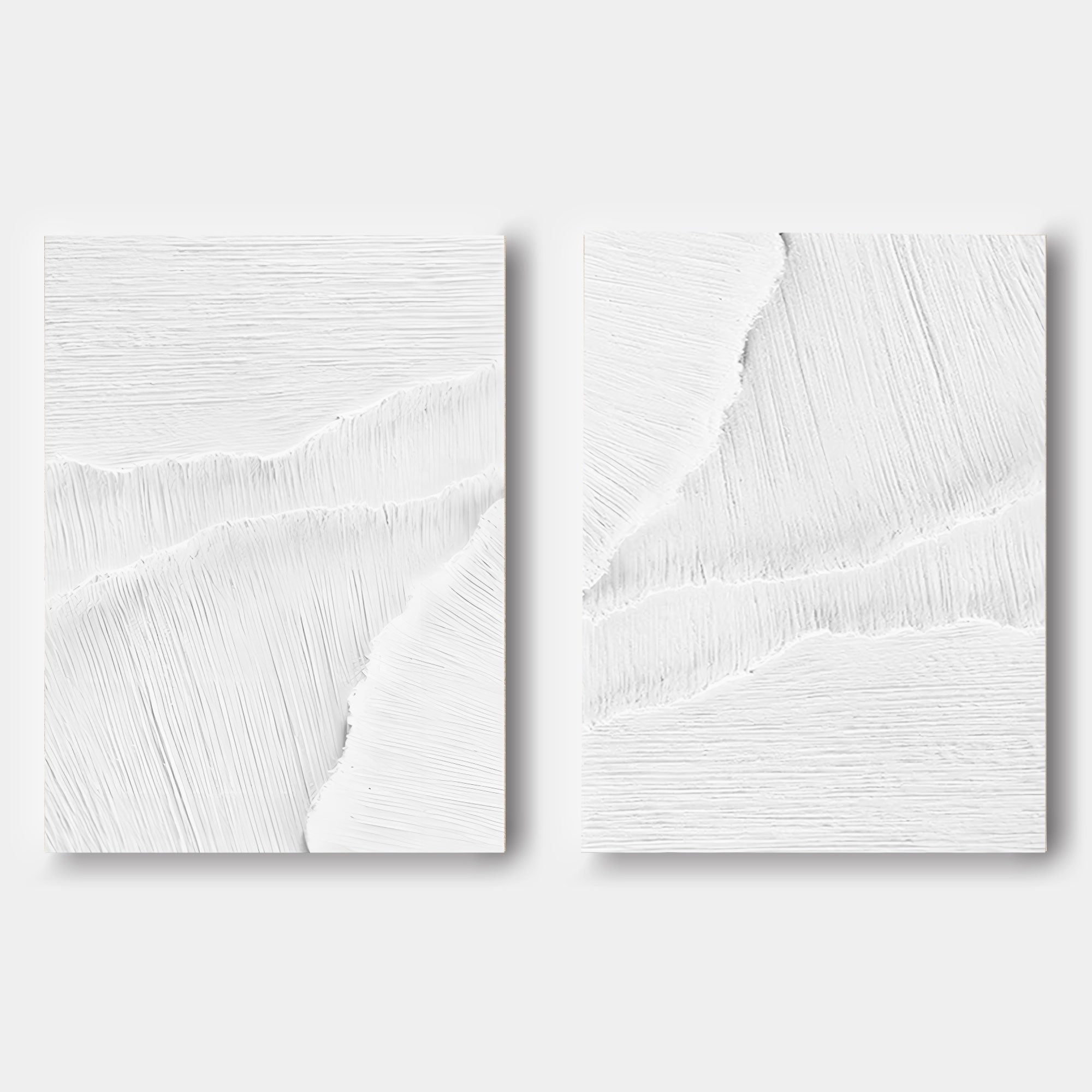 Large White 3D Abstract Art Textured Wall Art Plaster Wall Art Minimalist Canvas Painting Set of 2