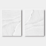 Large White 3D Abstract Art Textured Wall Art Plaster Wall Art Minimalist Canvas Painting Set of 2