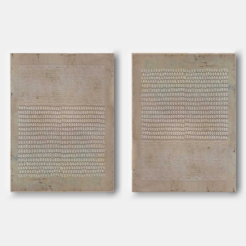Brown Textured Abstract Art Set of 2 Brown Minimalist Canvas Paintings Wabi Sabi Wall Decor