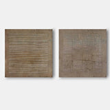 Wabi-Sabi Wall Art on Canvas Brown 3D Minimalist Art Textured Wall Art Acrylic Painting Set of 2