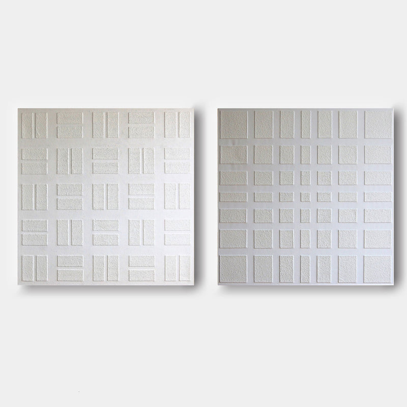 3D White Textured Art Canvas Set of 2 White Minimalist Wall Art White Abstract Oil Painting Set of 2