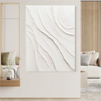 Large White 3D Abstract Art Plaster Wall Art Minimalist Art Textured Acrylic Canvas Painting on sale