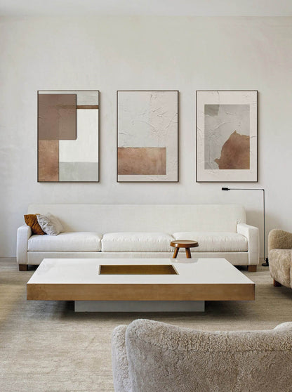 Large Gray 3D Minimalist Abstract Painting Set of 3 Wabi-Sabi Wall Art Set of 3 Gray Abstract Canvas Art Set of 3