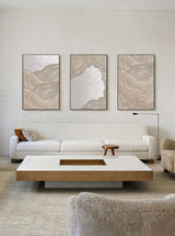 Brown 3D Abstract Painting Set of 3 Bohemian Painting 3D Textured Wall Art Brown Minimalist Abstract Canvas Art