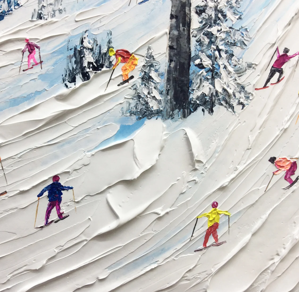 Skier Painting Snow Mountain Skiing 3D Landscape Painting Snow ...