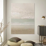 Abstract Cloud and Sea Landscape Painting Wabi Sabi Mural Minimalist Canvas Art Living Room Painting