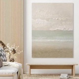 Abstract Cloud and Sea Landscape Painting Wabi Sabi Mural Minimalist Canvas Art Living Room Painting