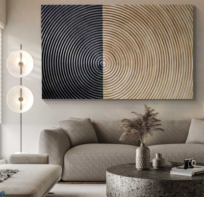 Large 3D Textured Abstract Canvas Art Brown and Black Textured Acrylic Painting Minimalist Wall Art