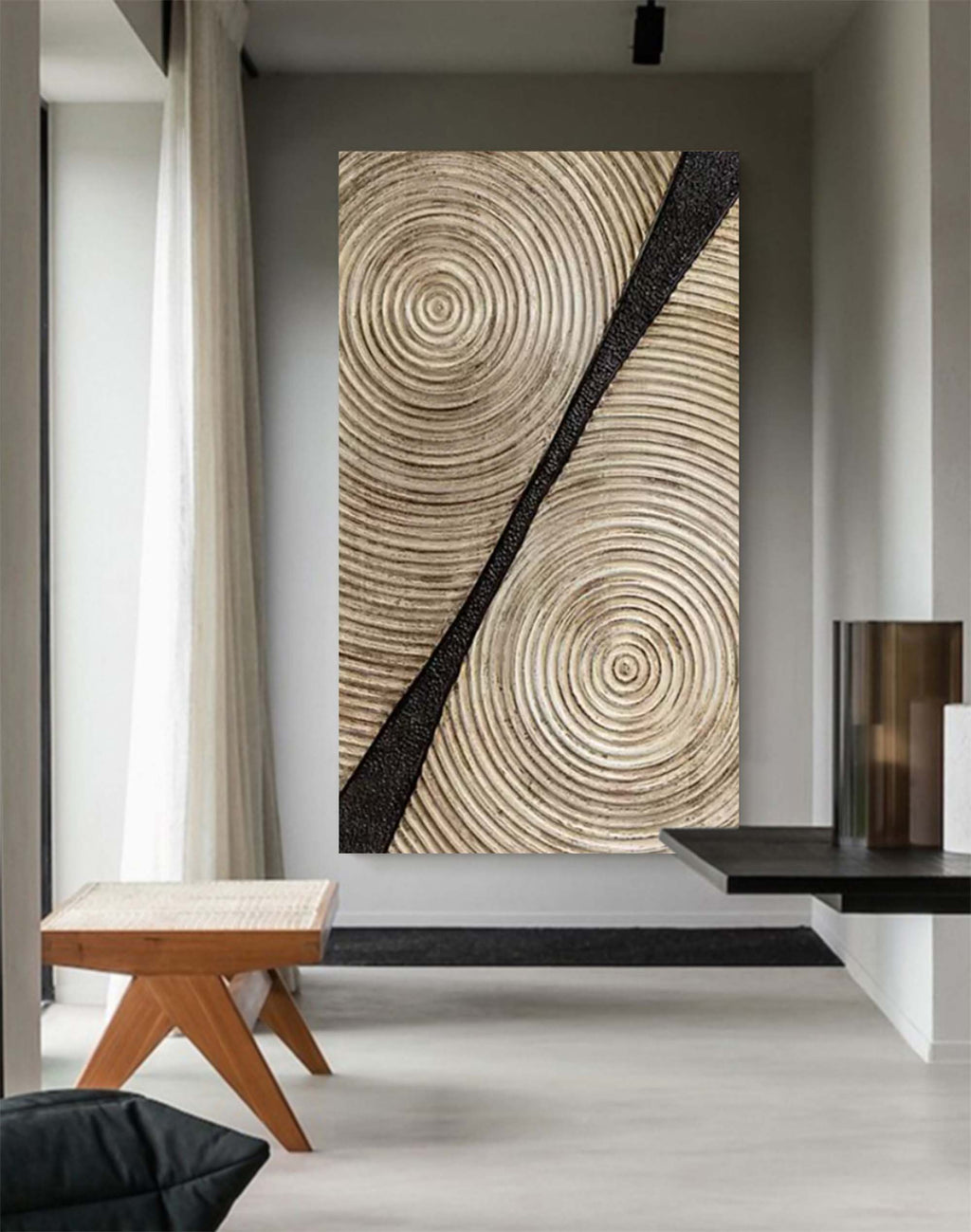 Large Textured Abstract Art Canvas Brown 3D Textured Oil Painting Brown ...
