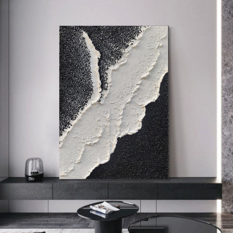 White 3D Ocean Waves Painting On Canvas Textured Wall Art Plaster Wall Art Home Wall Decor Painting